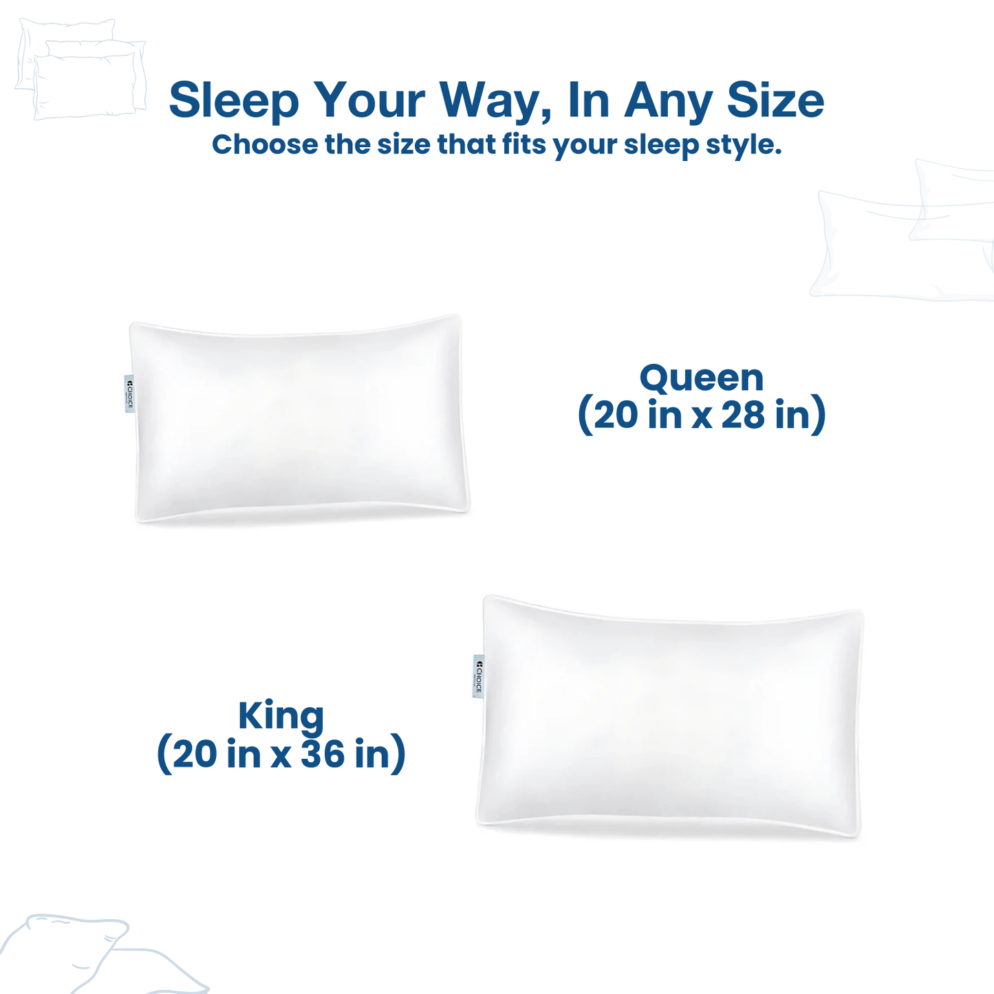 Choice Hotels Pillow, Luxury Bed Pillow for Side Sleepers, Firm Made in USA