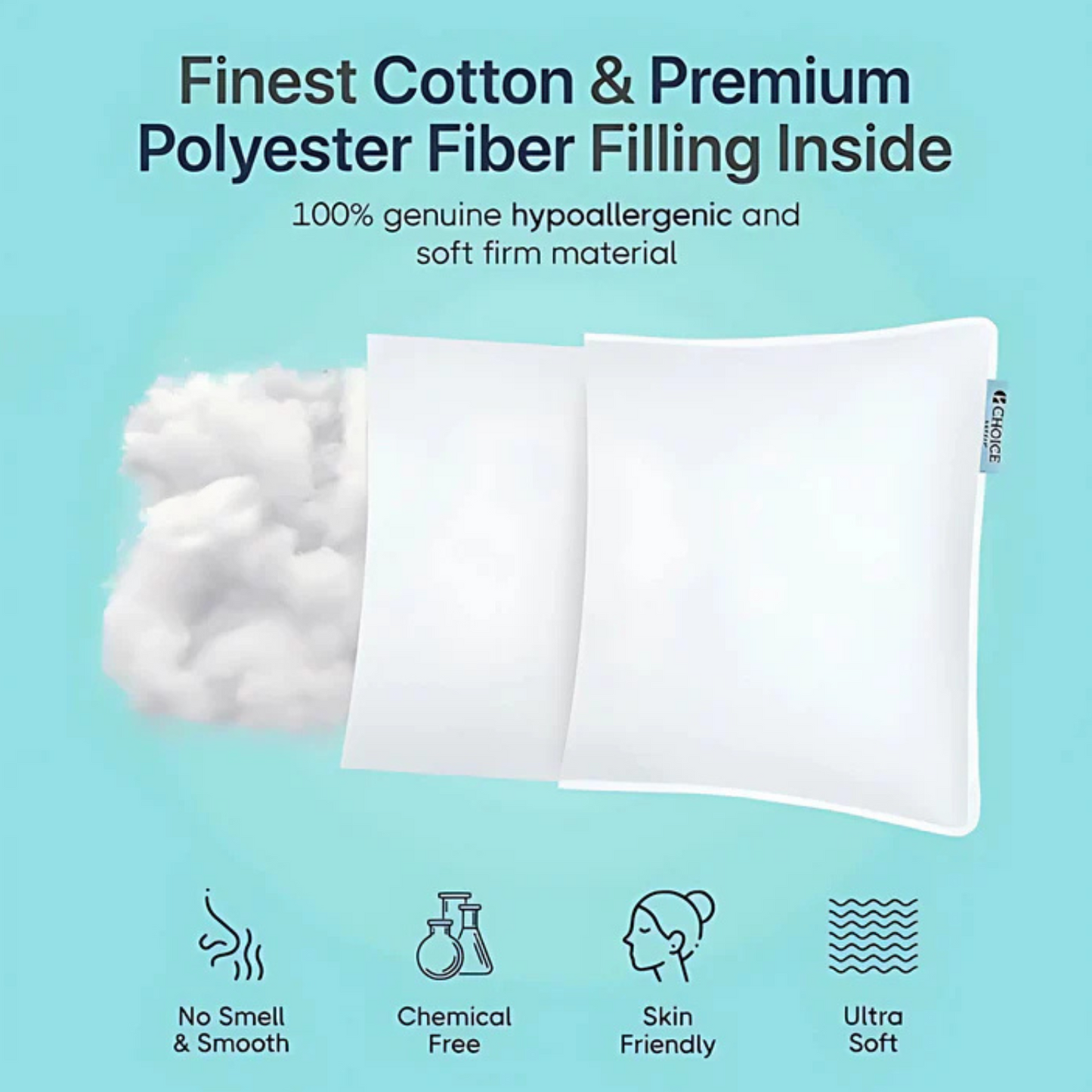 Choice Hotels Pillow, Luxury Bed Pillow for Side Sleepers, Firm Made in USA