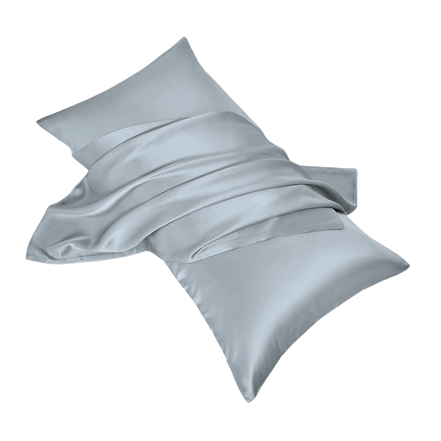 Silver Satin Microfiber Polyester Pillowcases, Set of 2