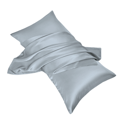 Silver Satin Microfiber Polyester Pillowcases, Set of 2